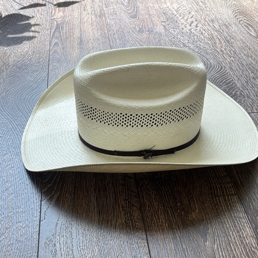 Tecovas Men's Straw Cowboy Hat in Cream with Black Band